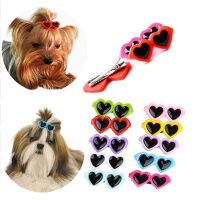 5pcs Dog Hair Clips Sunglass Hairpins Hair Barrette Heart Shape Pet Hair Clips for Puppy Bows Dog Grooming Accessories