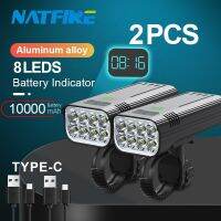 ไฟจักรยานไฟหน้าจักรยาน8LED อันทรงพลังอัพเกรดได้10000Mah ชาร์จไฟได้ USB Mah สามารถชาร์จไฟด้านหน้าและด้านหลังแบตสำรองได้