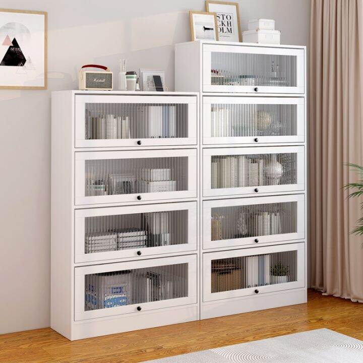 [COD] With glass door bookcase dustproof shelf home bedroom storage display living room