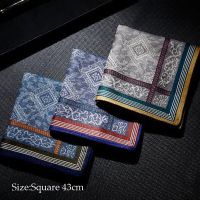 ผ้าเช็ดหน้าสี่เหลี่ยมคลาสสิกสำหรับสุภาพบุรุษผ้าฝ้าย Jacquard กระเป๋าวินเทจสำหรับเป็นของขวัญปาร์ตี้งานแต่งงานวันคริสต์มาสปีใหม่