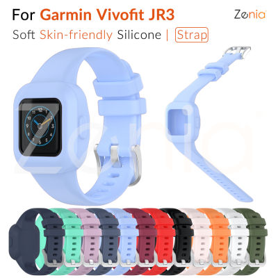 Zenia สายนาฬิกาเปลี่ยนซิลิโคนเป็นมิตรกับผิว,สายรัดข้อมือสำหรับ Garmin Vivofit JR 3 JR3นาฬิกาสมาร์ทวอทช์สำหรับเด็กอุปกรณ์เสริมสำหรับนาฬิกาฟิตเนสต้น