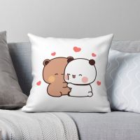 Panda Bear Hug Bubu Dudu Square Pillowcase Polyester  Velvet Printed Zip Decor Room Cushion Cover 45x45cm