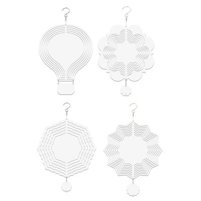4Pcs Sublimation Wind Spinner Blanks 3D Wind Spinners Multi-Hanging Wind Spinners for Outdoor Garden Decoration 8 Inch