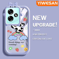 "YIWESAN เคสสำหรับ Infix 30 Pro ขายดี30i ร้อน20 Play 20i ร้อน9 Play เคสการ์ตูนโคนมลวดลายน่ารักสร้างสรรค์เลนส์กล้องถ่ายรูปมอนสเตอร์ตัวน้อยน่ารักเคสโทรศัพท์โปร่งใสเคสห่อหุ้มซิลิโคนนิ่มกันกระแทก"