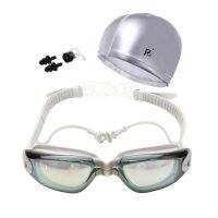 Diving Goggles with Cap Adults Ear Plug Nose Clip Set Professional Waterproof Anti-fog UV Swimmming Glasses Swim Eyewear Goggles