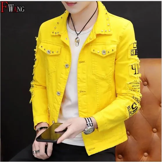 Pink Denim Jacket Men Colour, Denim Jackets Outerwear