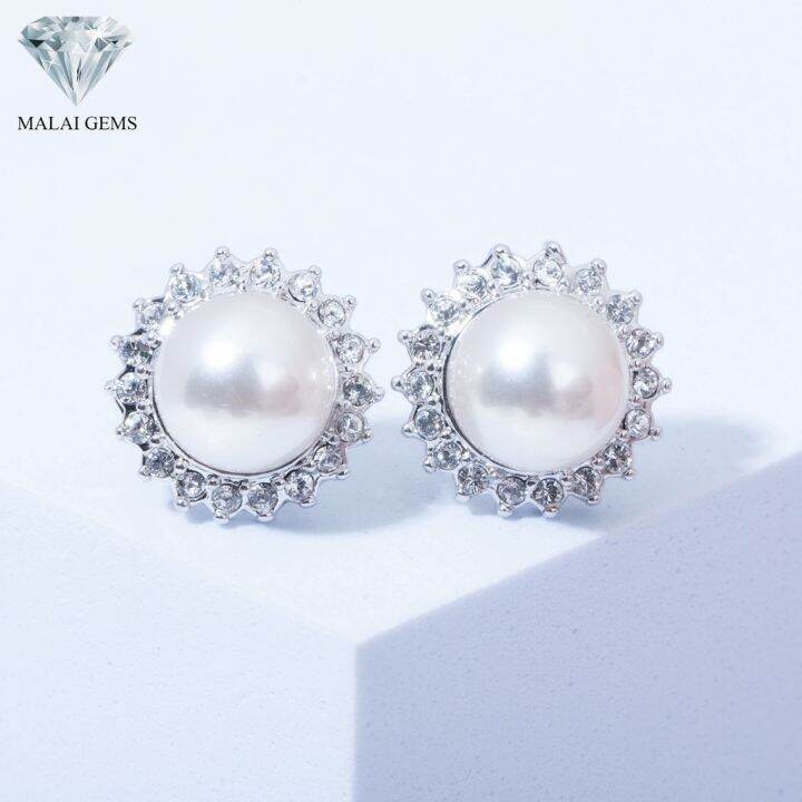 malai-gems-ต่างหูเพชร-เงินแท้-silver-925-เพชรสวิส-cz-เคลือบทองคำขาว-รุ่น11005373-แถมกล่อง-ต่างหูcz-ต่างหูเงินแท้