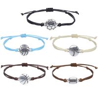 GIOIO European New Couple Football Bracelet Waterproof Wax Wire Woven Volleyball Baseball Rugby Basketball Bracelet Charms and Charm Bracelet