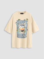 Cider Happy Mindset Graphic Tee เสื้อยืดแขนสั้นผู้หญิง เสื้อแฟชั่นผญ ทรงโอเวอร์ไซส์ สไตล์เกาหลี ลุคชิวๆ แนวสตรีท