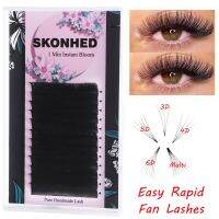 OKANEM 12 Lines/box แฟชั่นสตรี คละความยาว ผมนุ่ม หนาธรรมชาติ Easy Rapid Fan Blossom Volume Russian Lashes ขนตาพัดลมอัตโนมัติ ต่อขนตาส่วนบุคคล