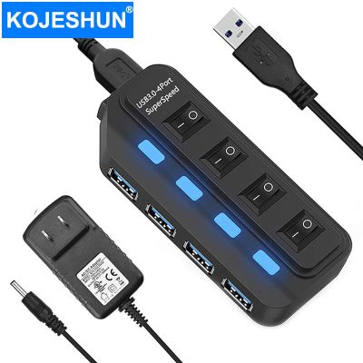 4 Ports USB 3.0 HUB 5Gbps High Speed Expander Multi USB Splitter Adapter with LED Lamp for PC Computer Laptop Accessories USB Hubs