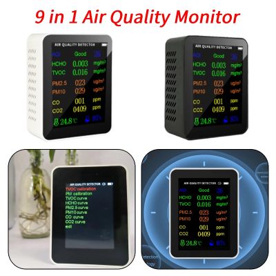 SHUAIYI 9 in 1 PM2.5 PM10 HCHO TVOC CO CO2 Meter Digital Temperature Humidity Tester LCD Carbon Dioxide Detector Air Quality Monitor
