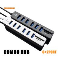 [HOT HAIXWLXKWW 589] USB HUB 3 6 Port Splitter พร้อมเครื่องอ่านการ์ดคอมพิวเตอร์ Hub