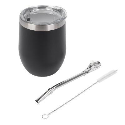 Double-Wall Stainless Yerba Gourd Mate Tea Set Water Mate Tea Cup with Lid Spoon Straw Bombilla Head Filter Brush