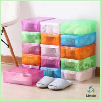 Mexin แผ่นกล่องใส่รองเท้าพลาสติกใส กล่องจัดระเบียบ กล่องรองเท้าพับได้ กล่องรองเท้า Colour Transparent Shoe Box