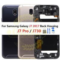 สีน้ำเงินเข้ม Gratis Ongkir J730ฝาหลัง Hh สำหรับ Samsung Galaxy J7 2017 J7 Pro J730ฝาครอบปลอกหุ้มช่องหลัง