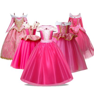 Little Girls Party Dresses Christmas Childrens Clothing Cosplay princess Sleeping Beauty Winter Costume Wedding Dress for kids