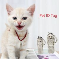 ۩✻ Personalized Dog Cat Storage Tube Anti Lost Silver Address Label Pendant Cat Pet Identification Tag Metal Collar Tube Necklace