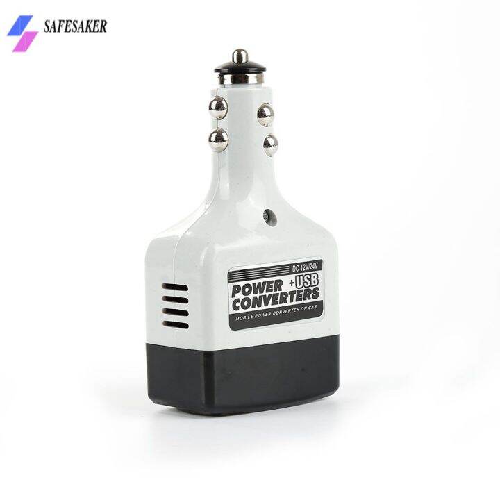 safesaker-ตัวแปลงไฟฟ้าในรถยนต์อินเวอร์เตอร์12-24v-dc-เป็น220v-ac-เครื่องชาร์จ-usb-ที่จุดบุหรี่