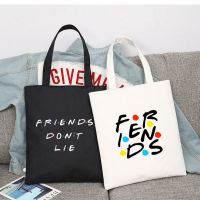 【Lanse store】Central Perk Coffee Friends Shopper Bags Shopping Bag Tote Shoulder Canvas Large Capacity College Handbag