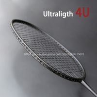 Ultralight 4U 80G Full Carbon Fiber Black Badminton Rackets Strung With Bags Professional Training Racquet 20-28LBS Sports