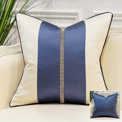 Avigers Luxury Patchwork Embroidered Blue White Striped Modern Home Decorative Throw Pillow Cases Square Cushion Covers