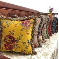 [Dudu home furnishing] Thicken Chenille ปลอกหมอนอิง Jacquard ปลอกหมอนข้างเตียงดอกไม้รูปแบบหมอนครอบคลุม