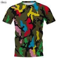 CLOOCL Camouflage Pattern 3D เสื้อยืดพิมพ์ลาย Harajuku รอบคอ Tops ยอดนิยม Streetwear