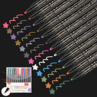 1220 Colors Metallic Brush Marker Pen Set 2mm Water Based for Black Brown Card Wood Ceramic Glass Drawing pens School Supplies