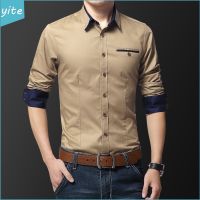 CODAndrew Hearst 7 Colors Mens Summer Casual Shirt Long-sleeve Business Slim Fit Men Blouse Fashion Solid Color Kemeja Lelaki