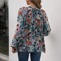 Floral Print Blouses Or Tops For Woman 2022 Fashion V Neck Long Sleeve Plus Size Elegant Ladies Shirts Streetwear Casual Blouse