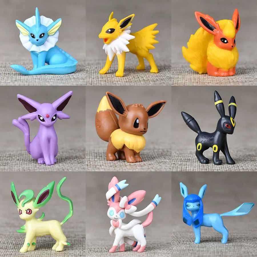 Pokémon Eevee Evolution Family Dolls, Battle Feature, Original, Pacote de 3  Figuras - AliExpress