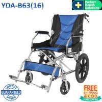 รถเข็นผู้ป่วย Wheelchair วีลแชร์ อลูมิเนียม อัลลอย พับได้ มีเบรค นน.เบา แข็งแรง รับนน.120 กก. เกรดญี่ปุ่น พรีเมี่ยม ล้อ 16นิ้ว รุ่น YDA B63(16) สี Two Tone น้ำเงิน ดำ ขายดี !!!