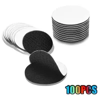 100 Sets Hooks and Loop Strips with Double Sided Tape Adhesive Round Adhesive 2.4 Inch/6cm for Wall Organizing