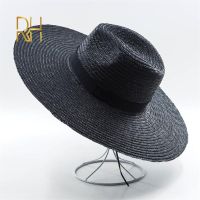 summer fashion Black Wheat straw hat outdoor travel shopping sunscreen sun Jazz caps Adult Adult Natural Grass Fedora Cap