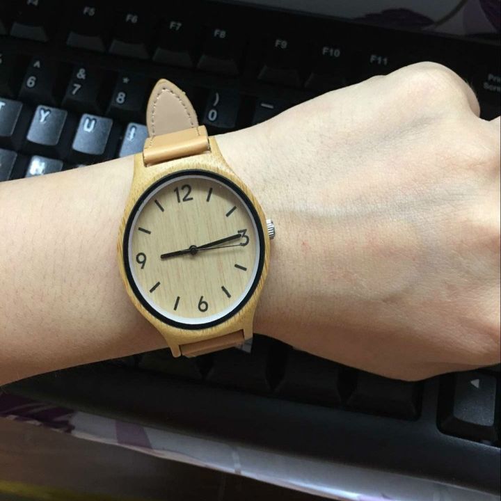 นาฬิกาข้อมือไม้2018สำหรับเป็นของขวัญสำหรับผู้หญิงพร้อมกล่องของขวัญไม้ไผ่ควอตซ์เคลื่อนไหวแบบญี่ปุ่น