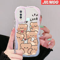 เคส JIUMOO สำหรับ VIVO Y19 Y5s เคสเนื้อครีมลายหมีน่ารักนิ่มกันกระแทกเคสโทรศัพท์โปร่งใส TPU ซิลิกาแบบใสเจลป้องกันการตกหล่นฝาครอบป้องกันเลนส์กล้องถ่ายรูป