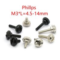 10 buah nillps baja karbon Knurl langkah tinggi kepala mengencangkan tangan sekrup jempol M3 x L 4.5-14mm tirai dinding kunci kaca Thumbscrew menyesuaikan