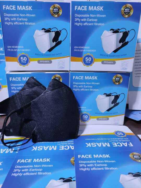 MASKER DUCKBIL HITAM 3 PLY ISI 50 PCS | Lazada Indonesia