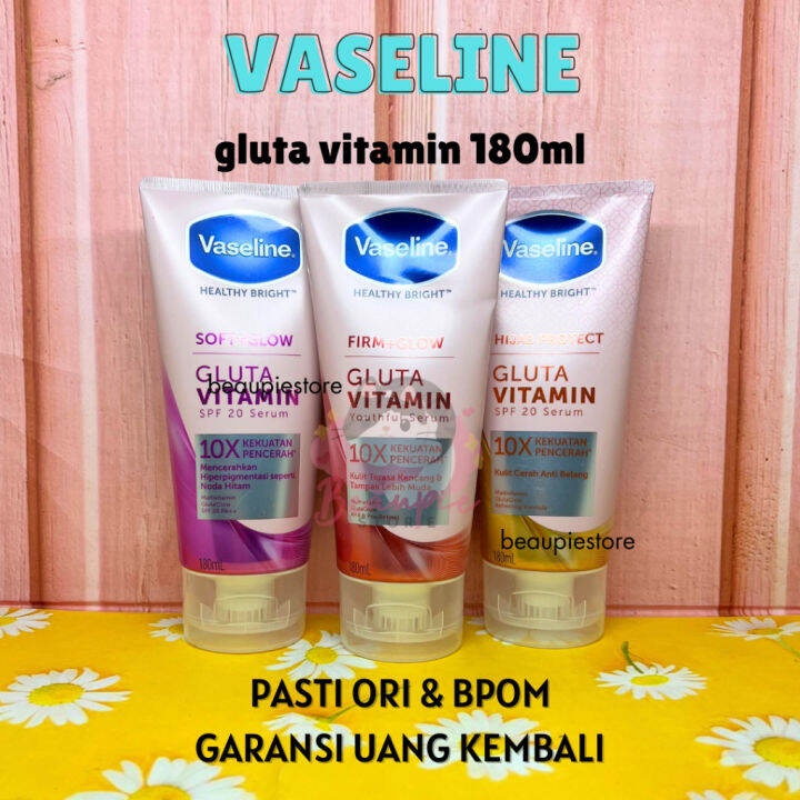 Vaseline Soft Glow Gluta Vitamin Spf 20 Body Serum 100ml 180ml Firm Glow Hijab Protect 5510