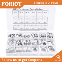 Foriot  ดีมอร์450ชิ้นเครื่องซักผ้าปะเก็นชนิดแบนอลูมิเนียมชุดเลือกสรรเครื่องทำความสะอาดปิดผนึกโลหะรวม18ขนาดที่แตกต่างกัน