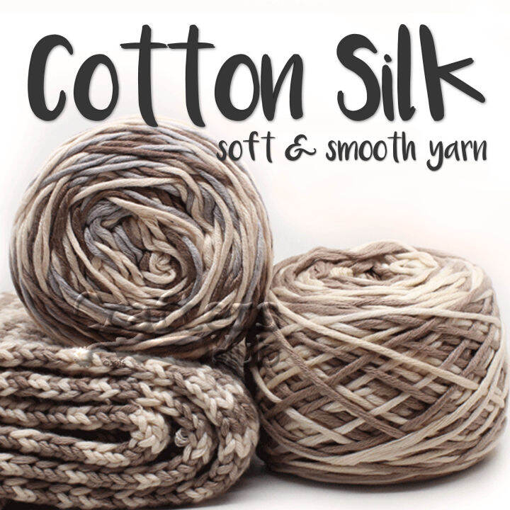 COTTON SILK soft & smooth yarn 16-ply ~180g 3mm thk (COLOUR MIX ...