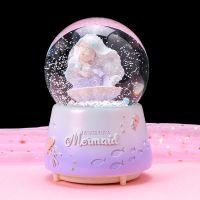 Astronaut Crystal Ball Music Box Snow Mermaid Princess Ornaments Birthday Gift For Girls Children Christmas Crystal Ball Gift