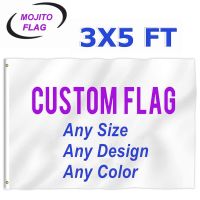 Custom Flag 3x5 Foot Banners - Print Your Own Logo/Design/Words - Vivid Color Canvas Header Double Stitched - 100D Polyester