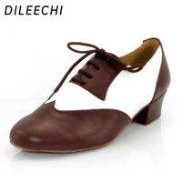 DILEECHI หนังแท้สีน้ำตาลผู้ชายรองเท้าเต้นรำละตินส้น4.5เซนติเมตรที่ทันสมัยส้น2.5เซนติเมตรรองเท้าเต้นรำบอลรูมนุ่ม Outsole