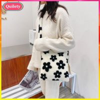 COD DSGERTRYTYIIO Fluffy Plush Shoulder Crossbody Bag Female Street Satchel Large Capacity Totes Flower Printed Bag For Women