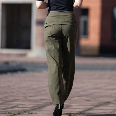 High End ผ้าฝ้ายลำลองขากว้าง Knickerbockers ผู้หญิงกางเกงเอวสูงหัวไชเท้ากางเกงลำลองหลวมกางเกงผอมทหารสีเขียวสีกากีสีดำ Oversize