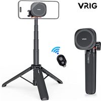 Vrig Magnetic Extend Selfie Stick Tripod with 1/4" Magnet Tripod Mount Cell Phone Tripod Stand for MagSafe Iphone Android phone Selfie Sticks