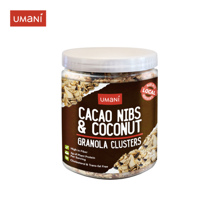 UMANI Cacao Nibs and Coconut Granola Clusters 100g (3g Plant Protein