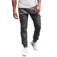 Cargo Pants Men Skinny Jeans Trousers Elastic Waist Drawstring Grey Men Pants Fashion Streetwear Flap Pockets Casual Pants 2023